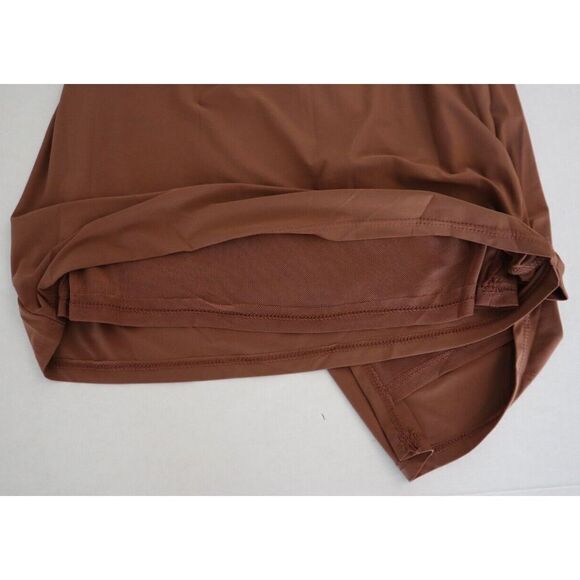 Urban Outfitters Women's Sz S Cocoa Brown Lumiére Knit Faux Wrap Ruched Dress - Picture 6 of 9